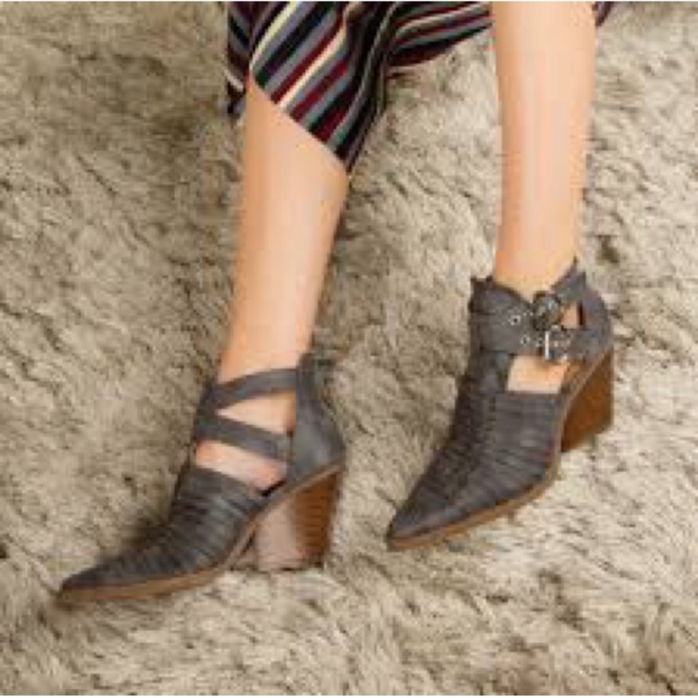 Qupid Gray and Brown Heeled Ankle Boots